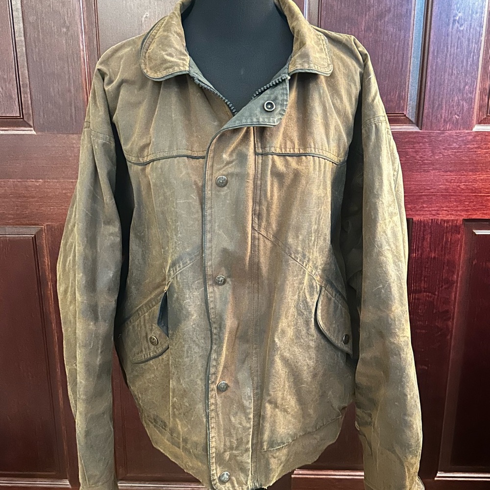 Outback Trading Company Waxed Cotton Jacket Brown Fleece Lined Men’s L
